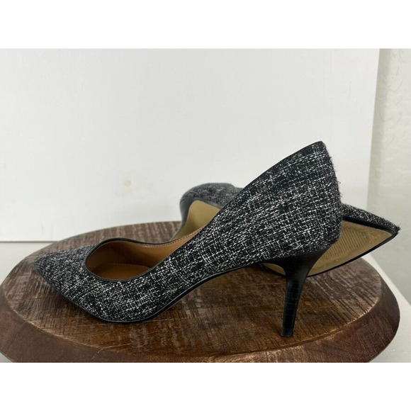 Banana Republic Heels Pumps Womens 8.5 Black White Tweed Fabric Leather - Picture 2 of 12